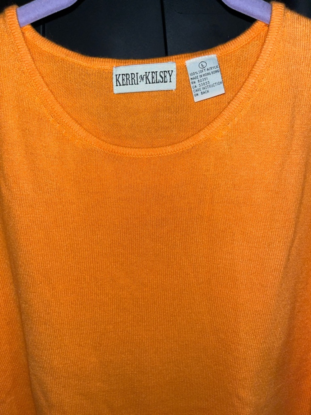 VINTAGE Kerri Kelsey Bright Orange Short Sleeve top great summer color size L